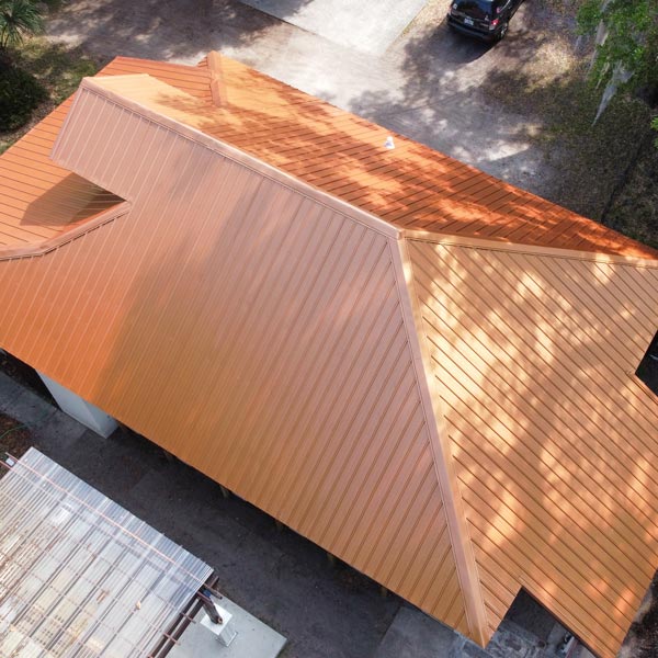 Copper metal roof in St. Augustine, Florida